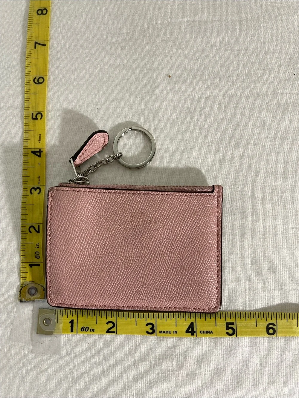 Coach Pink Leather ID Card Case with Keyring